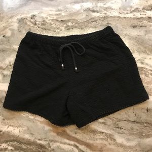 Black Flowy lace tie shorts